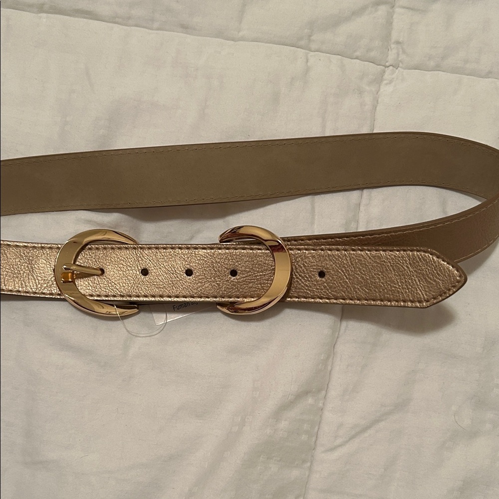Vince Camuto Gold Buckle Metallic Belt NEW